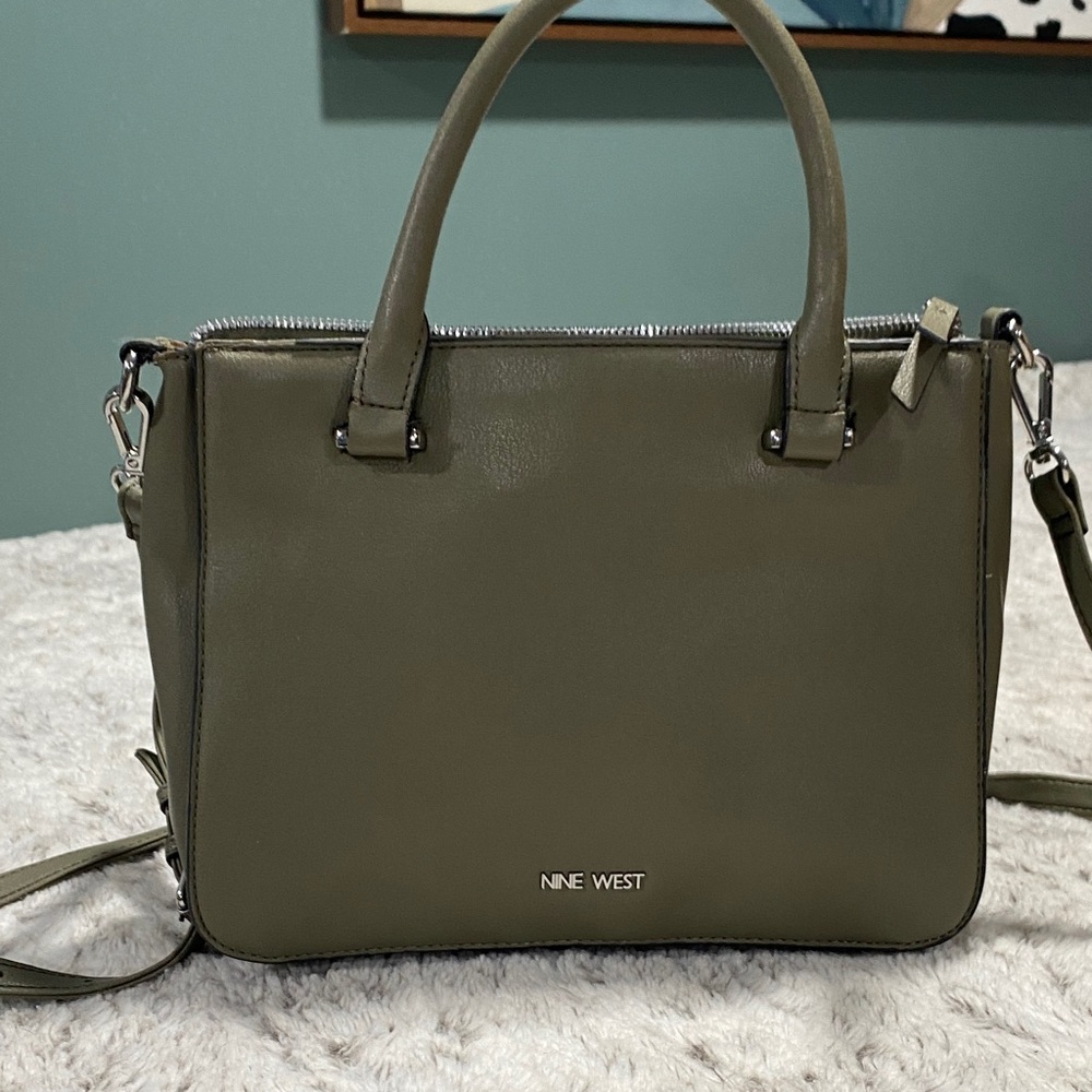 Nine West Olive Green Structured Satchel